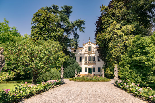 Typical eighteenth-century Venetian villa surrounded by an Italian garden.