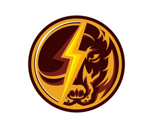 Modern Animal Sports Badge Logo - Bear Volleyball Team With Lightning Symbol