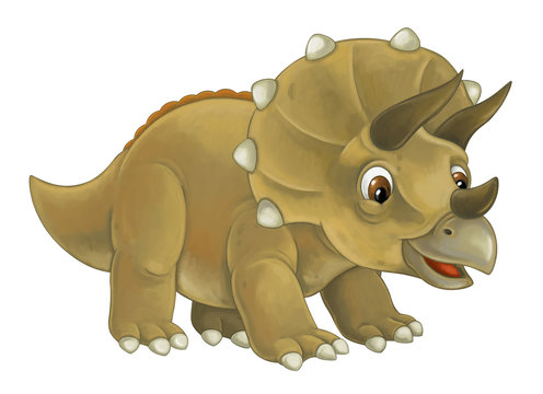 cartoon happy and funny dinosaur dinosaur - triceratops