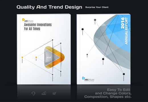 Abstract annual report, business vector template. Brochure design, cover modern layout, flyer in A4 with colourful soft triangular shapes for tech, science, finance with light background.