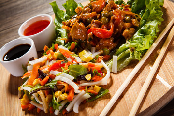 Chinese food with chicken