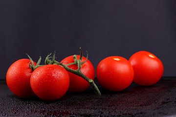 Tomatoes with green reeds
