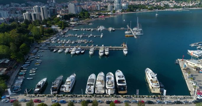 Yachts in the harbor of Budva. Montenegro.