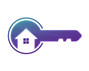 Modern House Real Estate Logo - Key And House