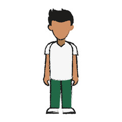 faceless young man in casual outfit icon image vector illustration design  sketch style