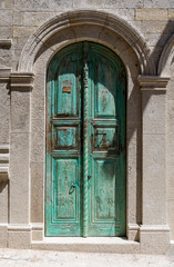 Antique torquoise painted wooden door