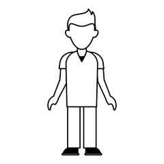 faceless young man in casual outfit icon image vector illustration design  black line