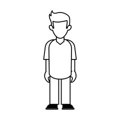 faceless young man in casual outfit icon image vector illustration design  black line