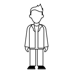 faceless young man in casual outfit icon image vector illustration design  black line