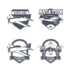 Air plane emblems vector labels
