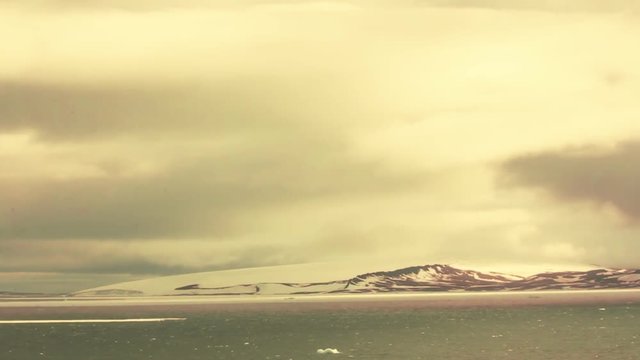 Islands in British channel. Hayes Island, Franz-Joseph Land. Views of glacial sheet (ice sheet, continental glacier)
