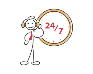 Creative Business Strategy Tips Stickman Illustration Concept - Provide 24 Hours Customer Service