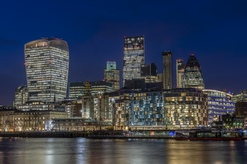 Fototapeta na wymiar London's Business and financial District view just after Sunset