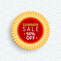 Flat geometric sun banner summer sale vector retro design style trendy vector illustration