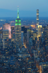 Vertical of Midtown Manhattan skyline at night