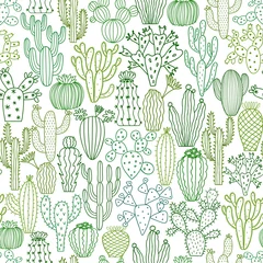 Foto op Canvas Vector cactus seamless pattern. Hand drawn doodle cacti background © gala.draw