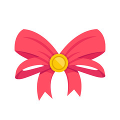 Vector red bow. Gift bow and ribbons. Vector illustration