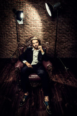 handsome man in lights