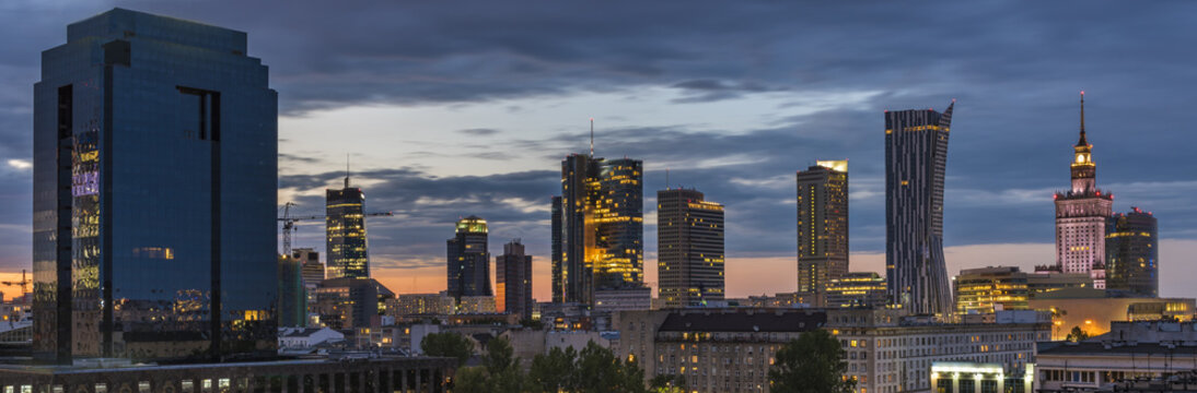 Fototapeta Warsaw city downtown panorama