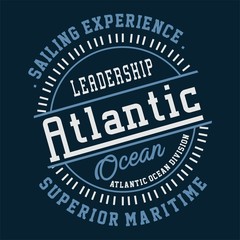 Design alphabet and numbers LEADERSHIP ATLANTIC OCEAN for t-shirts