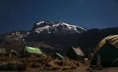 Kilimanjaro at night under the stars from Machame route campsite