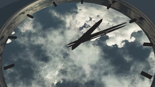 4k clock in timelapse & fast flying cloud background,watch in time.