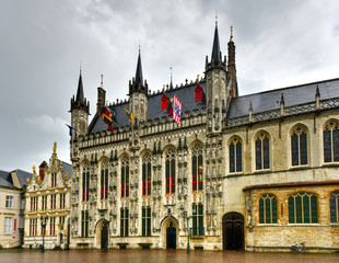 Fototapeta na wymiar Burg Square Town Hall - Bruges, Belgium