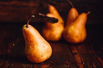 Few Golden Pears on Table.