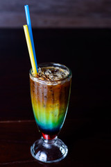 color cocktail on a dark background