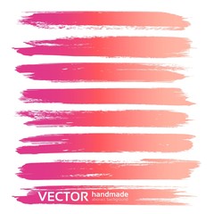 Big pink abstract strokes set isolated on a white background