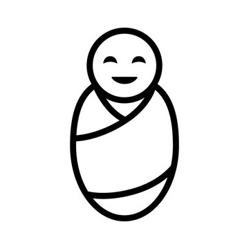 Newborn Baby Infant Swaddled Or Swaddling Line Art Vector Icon For Apps And Websites