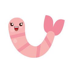 kawaii shrimp icon over white background vector illustration