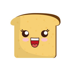 kawaii bread icon over white background vector illustration