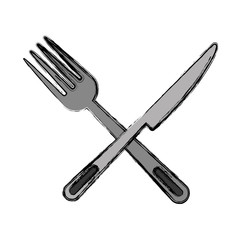 knife and fork crossed icon over white background vector illustration