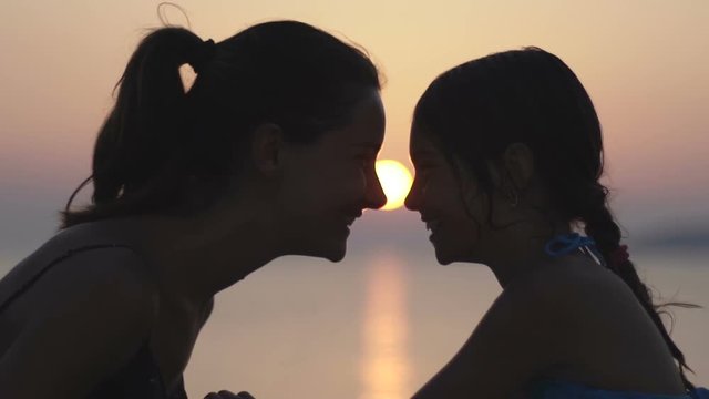 Mother and child, relationships, feelings and emotions. Slow motion