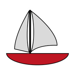 sailboat on water icon image vector illustration design 