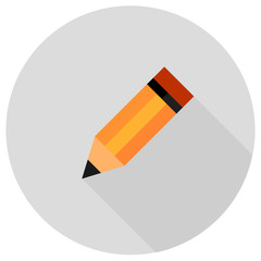 Pencil in flat style icon with shadow. Vector illustration.