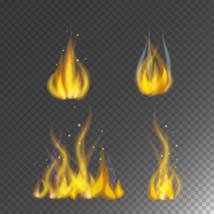 Fire flame hot burn vector icon warm danger and cooking yellow bonfire light blazing campfire.