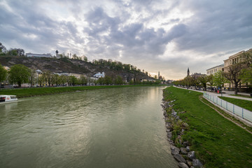 View of the Salzach river in Salzburg