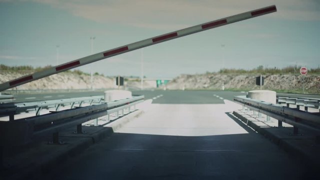 Toll road, view from car at the toll collection area. 4K