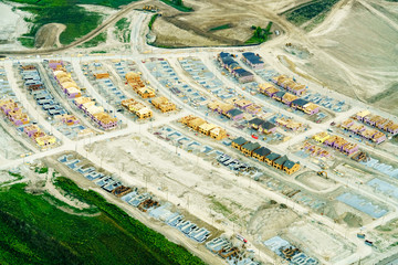 High angle view of construction site, at day, Toronto, Ontario, Canada.