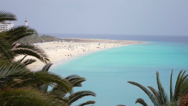 High quality video of view at morro jable beach in fuerteventura in real 1080p slow motion 120fps