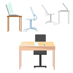 Desk and chairs in different angles
