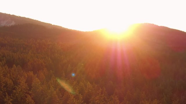 Oregon Aerial v14 Flying low around Crater Lake area at sunset with panoramic views