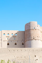 in oman    muscat    the   old defensive  fort battlesment sky and  star brick