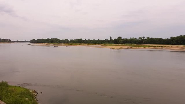 Ancenis, France. Time lapse of the river Loire
