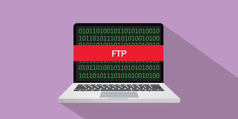 Naklejka premium ftp concept sign illustration with laptop and text on the screen