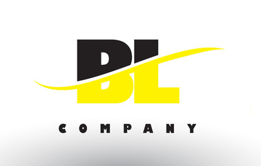 BL B L Black and Yellow Letter Logo with Swoosh.