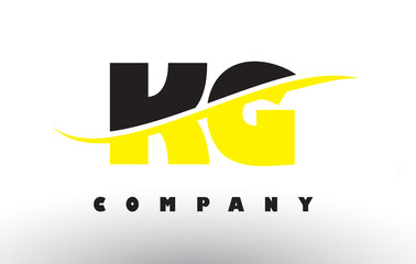 KG K G Black and Yellow Letter Logo with Swoosh.