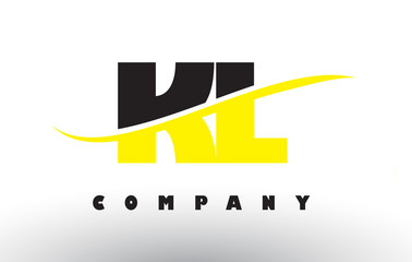 KL K L Black and Yellow Letter Logo with Swoosh.